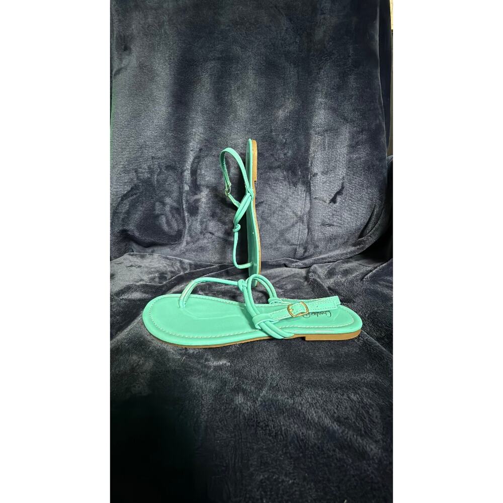 Charlie Paige Teal/Green Strappy Thong Sandals - Picture 3 of 6